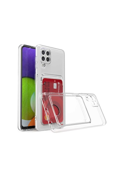 Galaxy Uyumlu M22 Kılıf Kartlıklı Şeffaf Tchs Setra Clear Silikon Kapak - Renksiz Renksiz