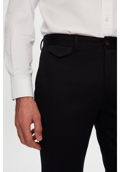 Twn Slim Fit Siyah Armürlü Chino Pantolon 7ecc3s208232m 001