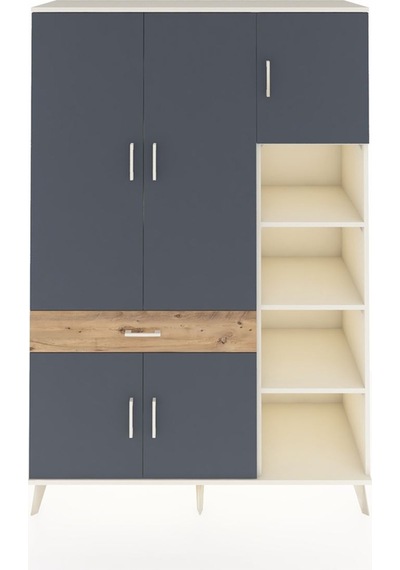 Hyperion Dolap 10 Raflı Tek Çekmeceli 5 Kapaklı 132x44x195 Aytaşı-antrasit/çam Antrasıt/atlas Çam Hyperion Dolap 10 Raflı Tek Çekmeceli 5 Kapaklı 132x44x195 Aytaşı-antrasit/çam Antrasıt/atlas Çam