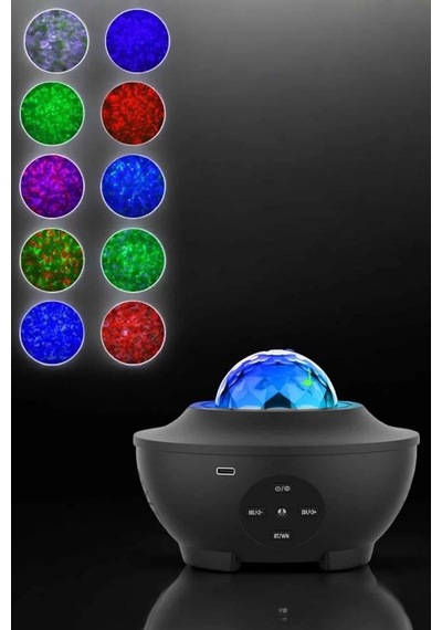 Mey İthalat Projektör Yıldız Gece Lambası Disko Topu Bluetooth Bağlantılı Taşınabilir Şarjlı