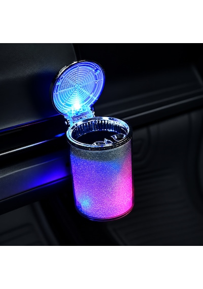 Fiat Nemo Uyumlu Led Işıklı Kapaklı Araç Küllüğü Universal Bardaklık Uyumlu Küllük Otomobil İçi Aksesuar