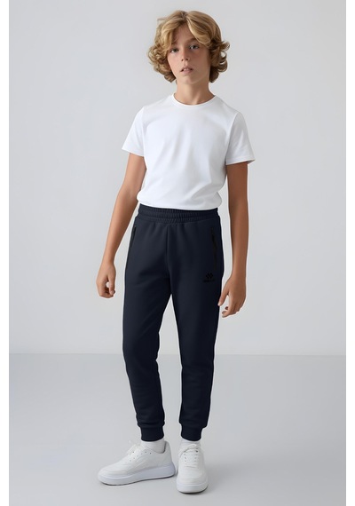 Tommylife Lacivert Erkek Çocuk Jogger Fermuarlı Cep Standart Kalıp Manşetli Eşofman Alt - 64042 Lacivert