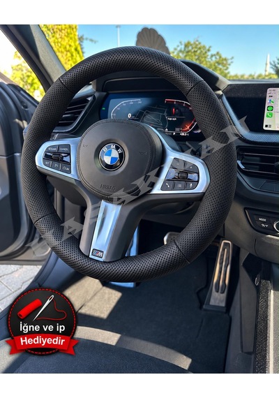 Bmw F80 M3 Dikme Direksiyon Kılıfı Premium Komple Delikli Deri Siyah Dikiş 2012-2019
