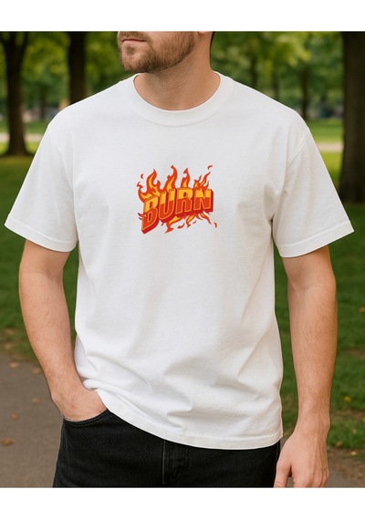 Hugo Boss Burn Baskılı T-shirt Beyaz