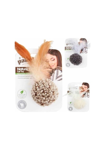 Pawise 5 CM Peluş Hışırtılı Tüylü Top Kedi Oyuncağı Çok Renkli
