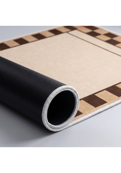 Kartela Halı Merhaba Güle Güle Damalı Kapı Paspası Bej Kaymaz Kauçuk Taban Yıkanabilir 60x90 Cm