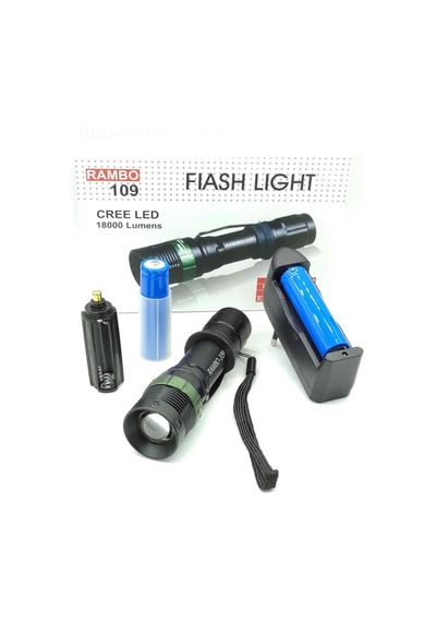 Rambo 109 Fıash Lıght Kamp Ve Avcı El Feneri Siyah