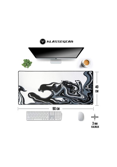 Klasse Pro - 10 Farklı Model Dikişli Kenar 90x40 Cm Oyuncu Gaming Mouse Pad Dark Fade, 90x40 Cm