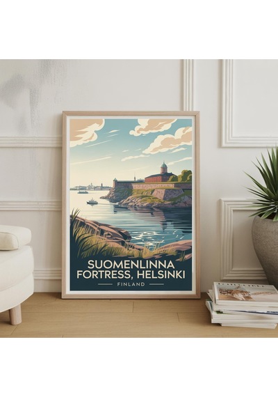 Suomenlinna Kalesi Helsinki Seyahat Posteri Vintage İskandinav Duvar Kanvas Tablo