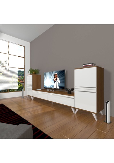 Decoraktiv Eko On2 Mdf Std Retro Tv Ünitesi Tv Sehpası - Ceviz Beyaz Ahşap - Beyaz Decoraktiv Eko On2 Mdf Std Retro Tv Ünitesi Tv Sehpası - Ceviz Beyaz Ahşap - Beyaz