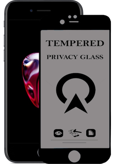 Apple Uyumlu   iPhone 7 Plus ile Tam Kaplayan Privacy Hayalet Temperli Ekran Koruycu Cam Siyah