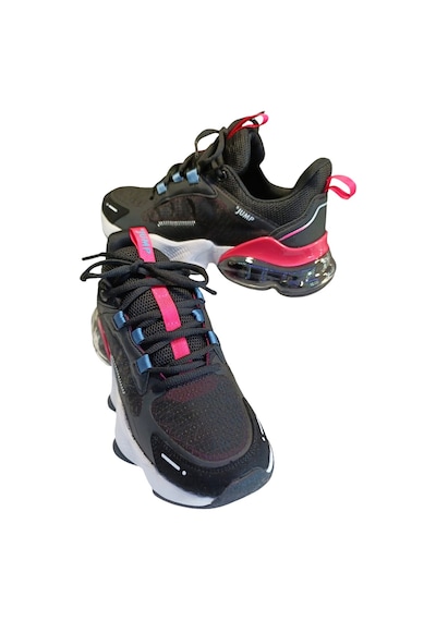 Jump 30906 Kadın Aırtube Taban Sneaker Ayakkabı Siyah / Fuşe Siyah - Fuşya