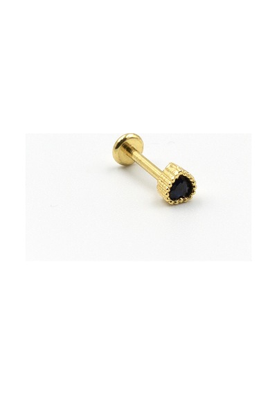 Gold Lacivert Zirkon Kalp Tragus Helix Piercing - Anti Alerjik, Kararma Yapmaz Çok Renkli