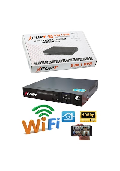 Fury 6 Kamera 5mp Lens 1080p 2mp Color Görüntü 8 Warm Led Gece Görüş Fullhd Güvenlik Kamera Sistemi 5525w 320gb