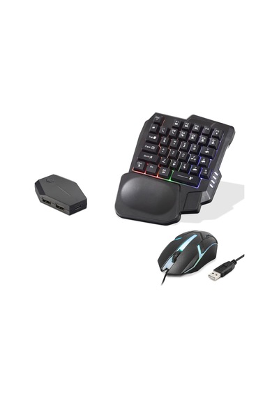 Mobil Oyun Klavye Mouse Dönüştürücü Seti Rgb Siyah Nd762