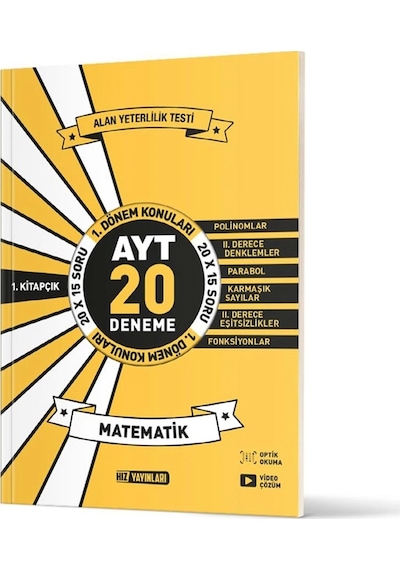 Hız Yayınları Ayt Matematik 20'li İlk Dönem Deneme 1 Kitap