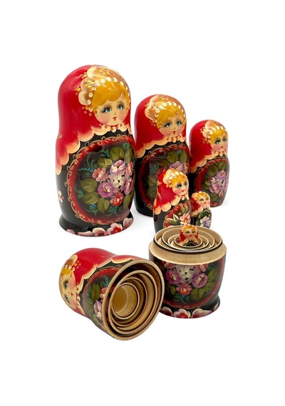 Onlu Ahşap Matruşka Bebek Seti 20cm Lüks Renkli 10 Parça M20