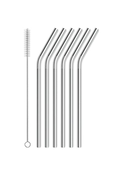 Timeless 13 Parça Meşrubat Bardağı Seti Bardak + Metal Pipet + Temizlik Fırçası Şeffaf