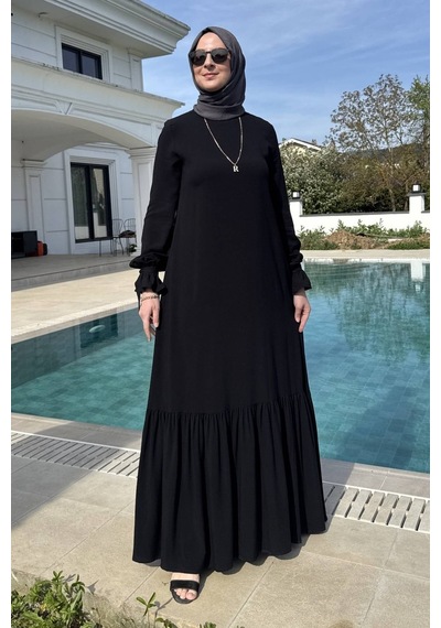 Rabia Şamlı Irmak Elbise Siyah Normal