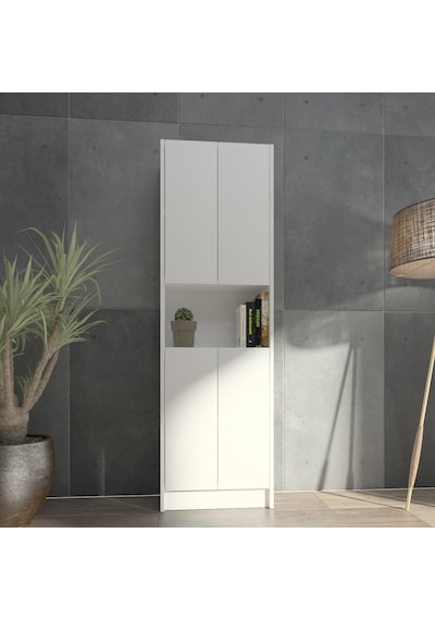 Kuta Flat56 Kitaplık 4 Kapaklı Kütüphane Çok Amaçlı Dolap (498407568)