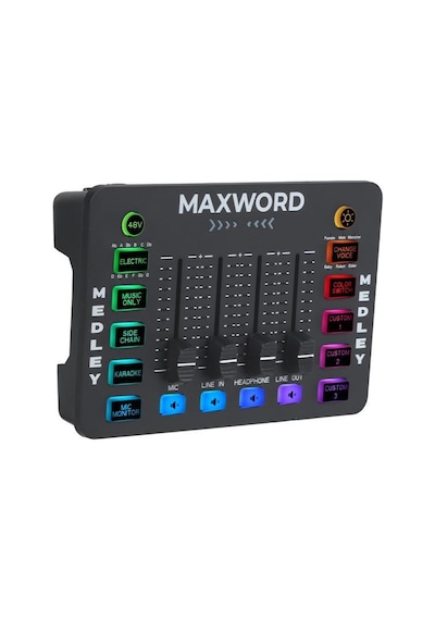 Maxword Medley Gaming Canlı Yayın Stüdyo Kayıt Rgb Ses Kartı Dj Mixer Telefon Pc Uyumlu