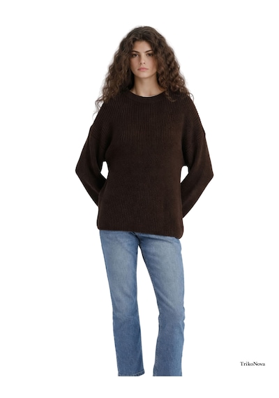 Trikonova Oversize Triko Kazak Kahverengi