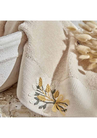 Comfort Touch Nakışlı%100 Pamuk Havlu Bej 30x50 Cm Çok Renkli
