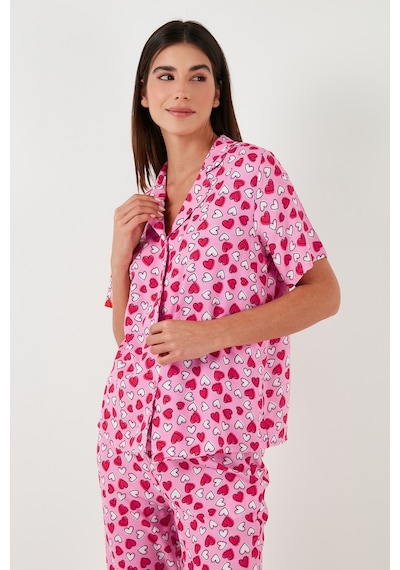 Lela Rahat Kesim Bol Paça Mono Yaka Kısa Kollu Bayan Pijama Takımı 6110290 Toz Pembe Lela Rahat Kesim Bol Paça Mono Yaka Kısa Kollu Bayan Pijama Takımı 6110290 Toz Pembe
