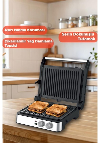 Torima TG-PRO300 2000w Paslanmaz Çelik Tost Izgara Makinesi Çıkarılabilir Plaka