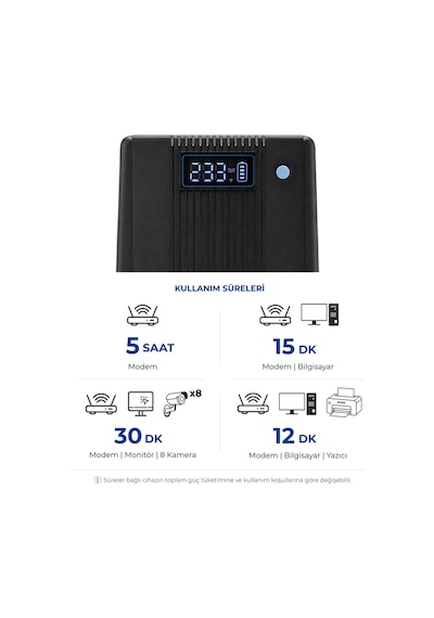 D-850 850va Lcdkesintisiz Güç Kaynağı Line Interactive 1x12v 7,5ah Ups Bilgisayar Modem Kamera