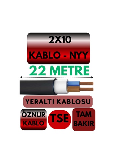 Öznur 2x10 Nyy Yeraltı Kablosu, 22 Metre