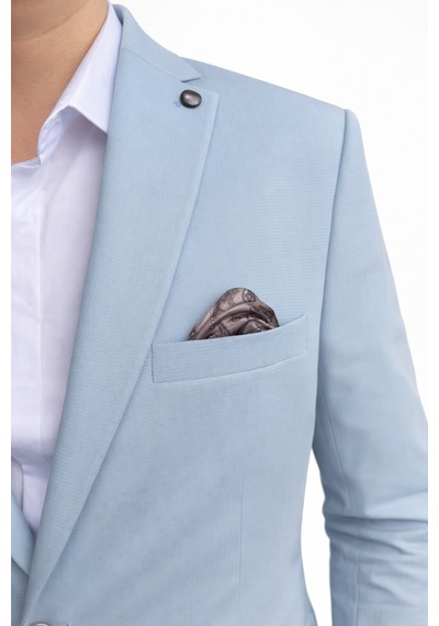 Plus Scorpion Erkek Slim Fit Çift Düğme Çift Yırtmaçlı Blazer Ceket Premium Dokulu Kumaş Bebe Mavisi