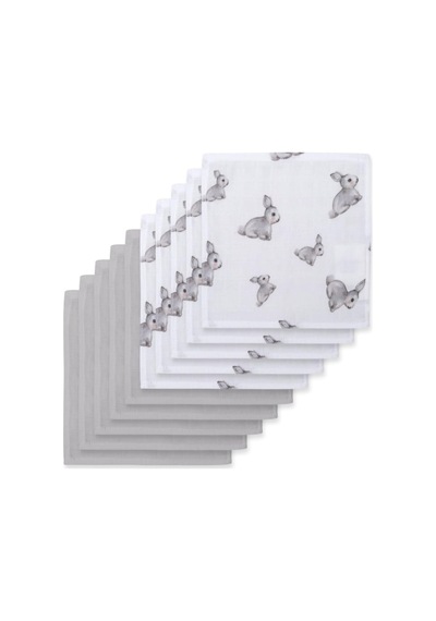 % 100 Pamuk Iconique Lapin Cotton Grey 10 Lu Müslin Ağız Bezi Paketi Clothmp2001-c Çok Renkli