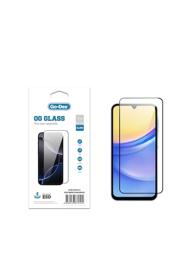 Galaxy A15 Uyumlu Go Des Og Glass Antistatik Temperli Cam Ekran Koruyucu Şeffaf