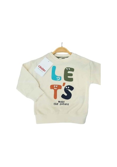 Çikoby Erkek Bebek Dinazor Baskılı Sweatshirt-13565 Krem