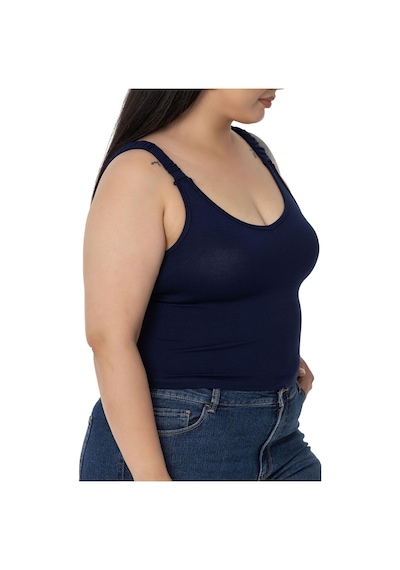 Disentis Büyük Beden Askıları Büzgülü Drapeli Crop Lacivert Body-lacivert Lacivert