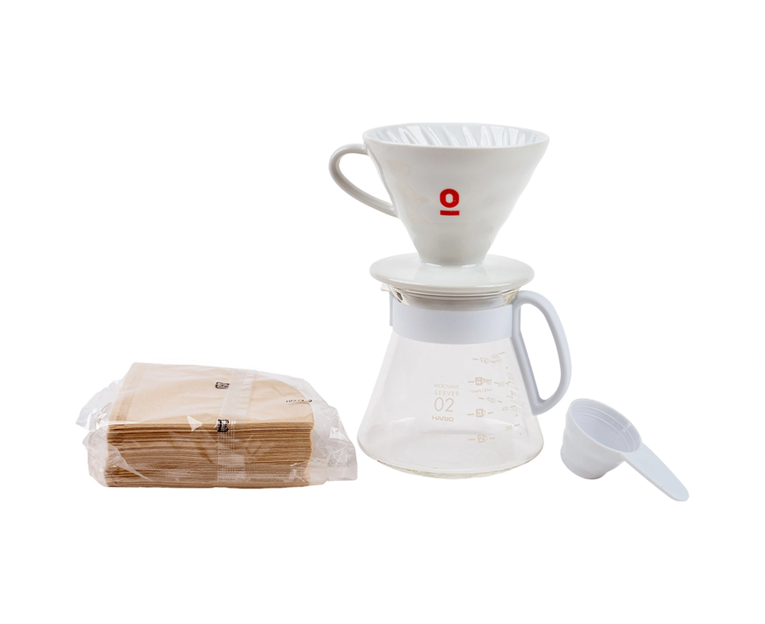 V60 Seramik Demleme Seti - 02 Dripper, Servis Sürahisi, Filtre Kağıdı Ve Ölçü Kaşığı