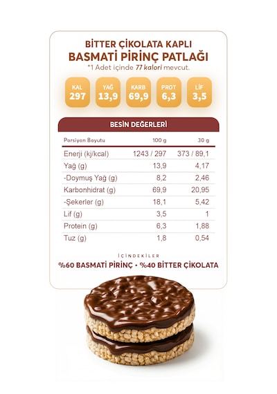 Loopbite Bitter Çikolata Kaplamalı Basmati Pirinç Patlağı X 2 Paket Glütensiz & Vegan
