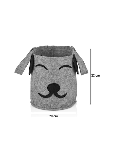 Serstil 3'lü Set Köpek Figürlü Oyuncak Saklama / Çamaşır Sepeti Gri