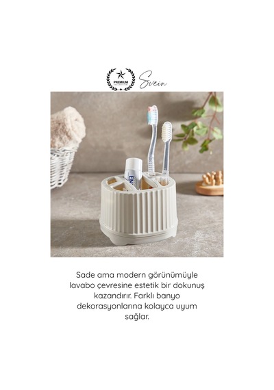 Banyoseti Setüstü Diş Fırçalık Sabunluk Plastik Bej Banyo Düzenleyici Organizer Diş Macunluk Aksesu Çok Renkli