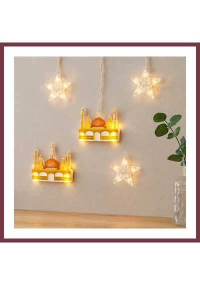 Storeşahin Ramazan Led Perde Lamba 3m Fişli, Eklemeli - Sarı Cami Ve Yıldız Shn0720