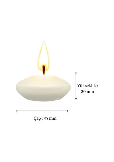 50 Li Paket Çap 3,5 Cm Beyaz Yüzen Mum Beyaz - Beyaz