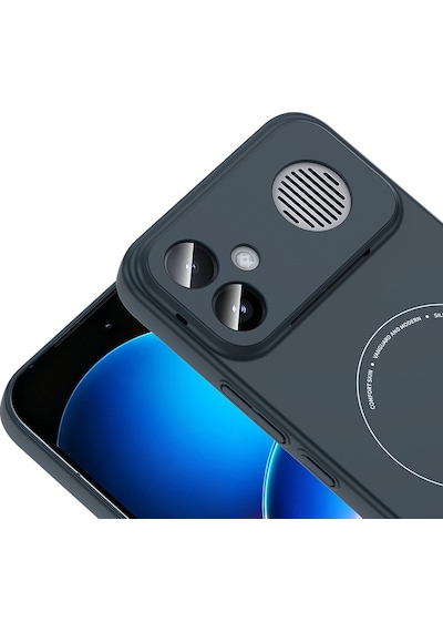 Xiaomi Poco F8 Ultra Kılıf M-safe Şarj Özellikli Kamera Korumalı Sert Pc Elio Kapak Lacivert