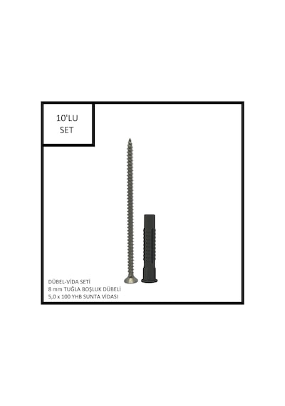 Dübel-vida Seti, Tuğla Boşluk Dübeli 8 Mm, 5,0x100 Yhb Sunta Vidası, 10 Adet