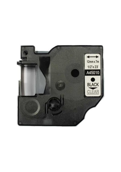 Dymo 45010 Uyumlu Şeffaf-siyah D1 Yedek Şerit 12mm X 7m