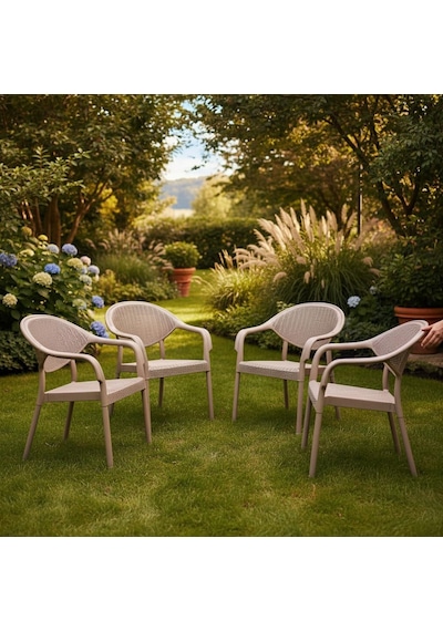 4 Adet Bambu Plastik Rattan Bahçe Balkon Teras Sandalyesi Gizli Metal Profil Ayaklı Kollu Sandalye Bahçe Koltuk Krem Genel 4 Adet Bambu Plastik Rattan Bahçe Balkon Teras Sandalyesi Gizli Metal Profil Ayaklı Kollu Sandalye Bahçe Koltuk Krem Genel