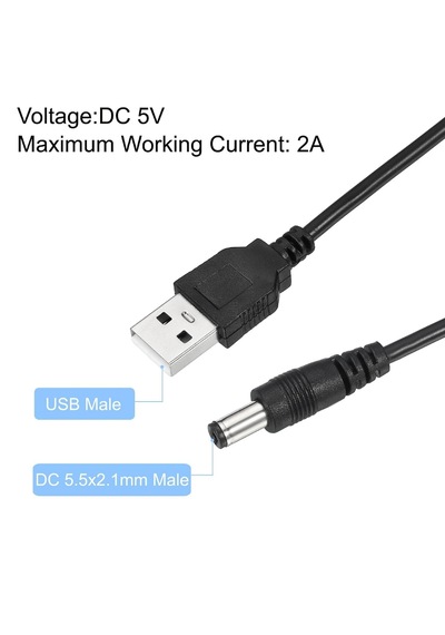 6073 Usb To Dc 5.5x2.1mm Güç Kablosu 1.5 Metre Açma Kapama Anahtarlı Switch 5v Power On/off