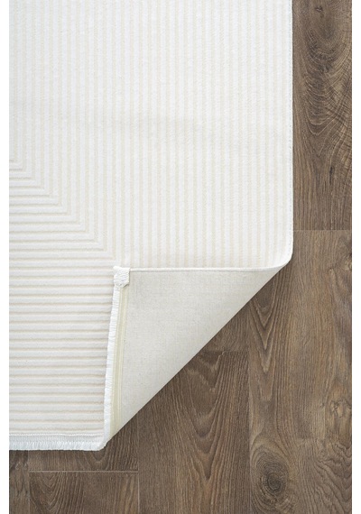 Merit Mr009a Krem Halı Geometrik Detaylı İnce Yumuşak Akrilik Modern Salon Oturma Odası Halısı-294 Bej