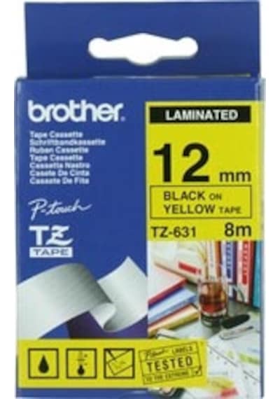Brother P-Touch 12Tze-631 Tz-Tape 12Mm Sarı Üzerine Siyah