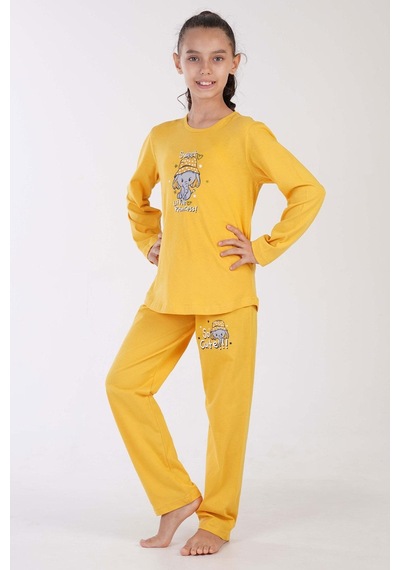 Kız Çocuk Uzun Kol Sarı Pijama Takımı C3t0n7o122 001
